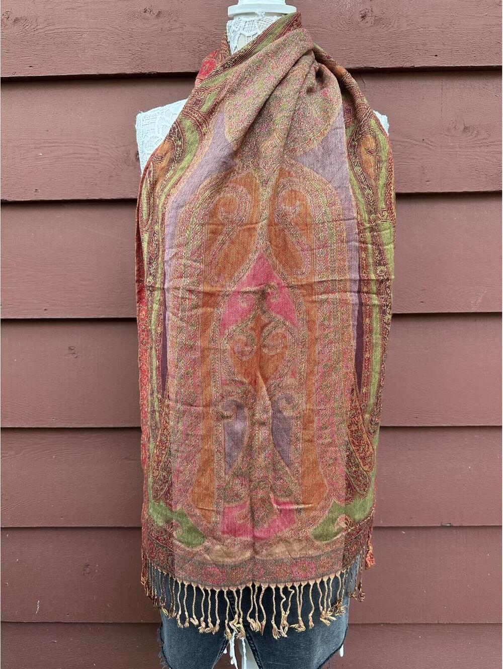 Multi Color‎ Paisley Fringe Scarf